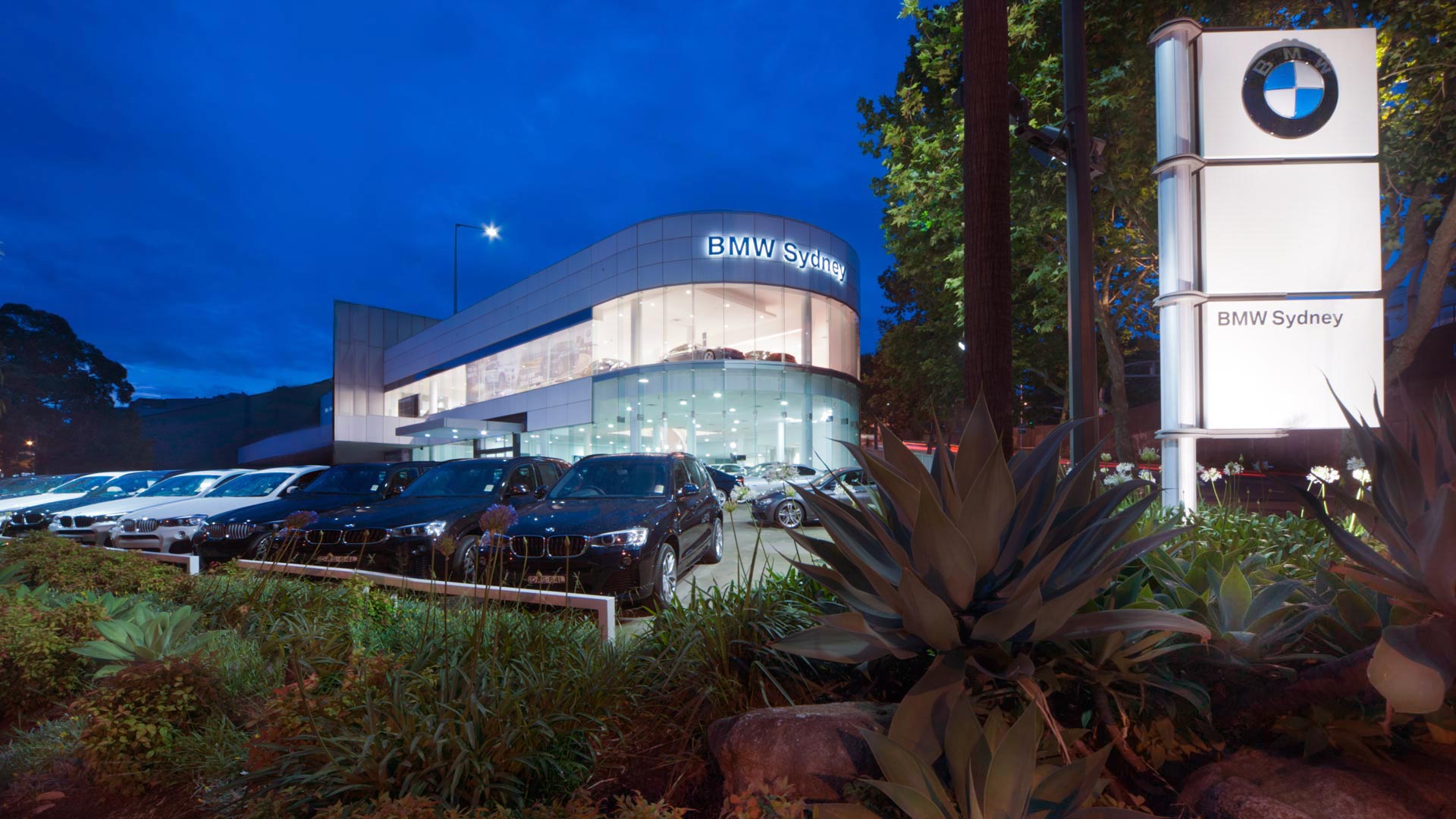 exterior dusk shoot for sydney bmw 25