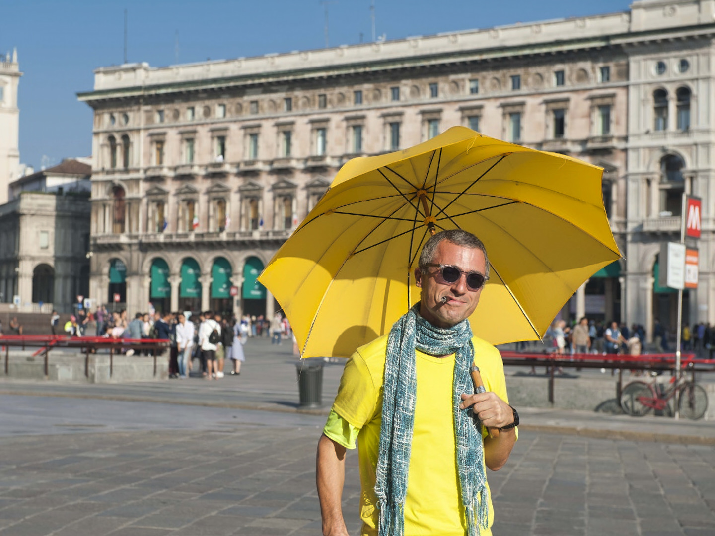 street style milan fashion week tour guide poses for the cameras editorial image 6